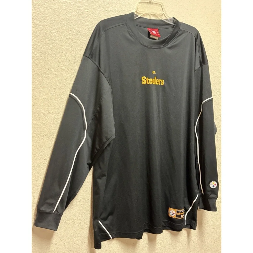 NFL Pittsburgh Steelers Black Long Sleeve Shirt with Embroidered Logos